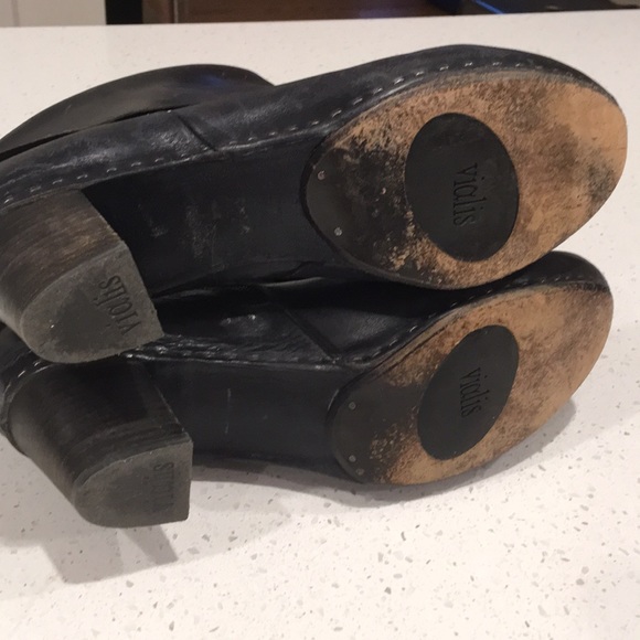 vialis Black Leather Heeled Booties - Picture 5 of 8